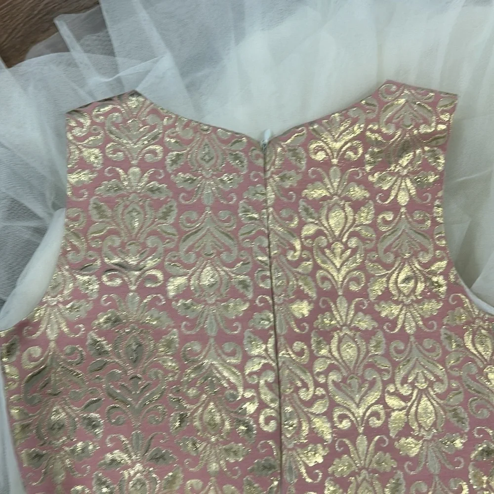 American Princess Pearls and Tulle Sparkle Fancy Dress Size 7 Pink/Cream/Gold - Picture 13 of 15